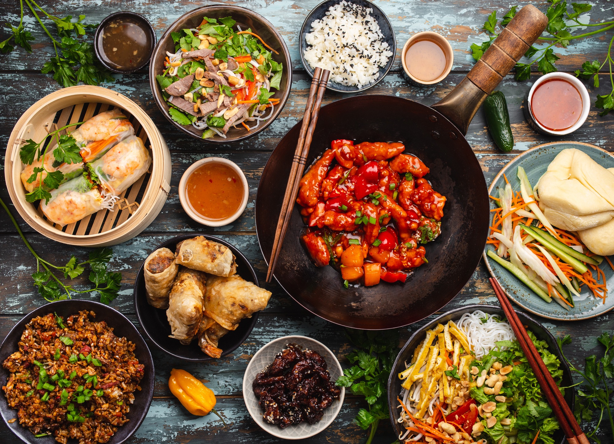 Assorted Chinese dishes