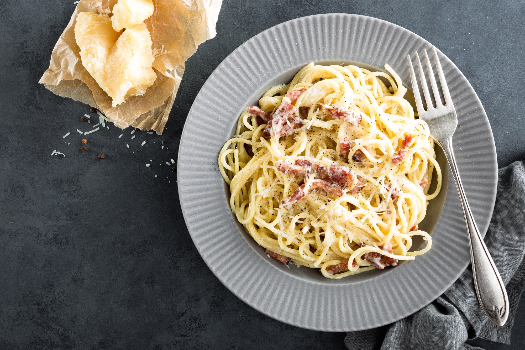 Carbonara pasta, spaghetti alla carbonara